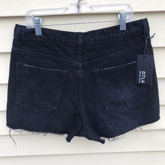 Downtown LA DTLA High Waist Denim Black Jeans Mom Shorts Button Fly Cutoff sz 29 - Picture 3 of 5